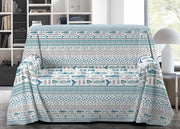 Telo Arredo Granfoulard Copritutto Salvadivano 100% Cotone Disegno Pesci - Singolo - Azzurro