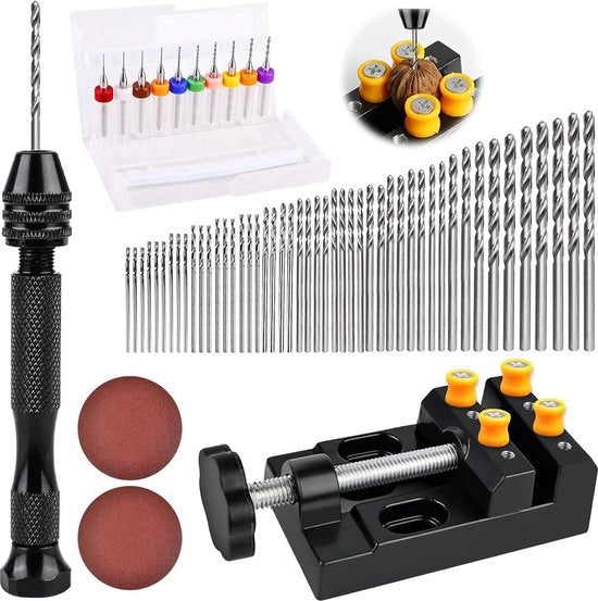 Set di fori con 48 punte a spirale - 10 mini-trapani a mano - foro a mano in legno 3 mm - 12 mm