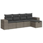Set Divano da Giardino 5 pz | Set Salotto da Giardino con Cuscini Grigio in Polyrattan