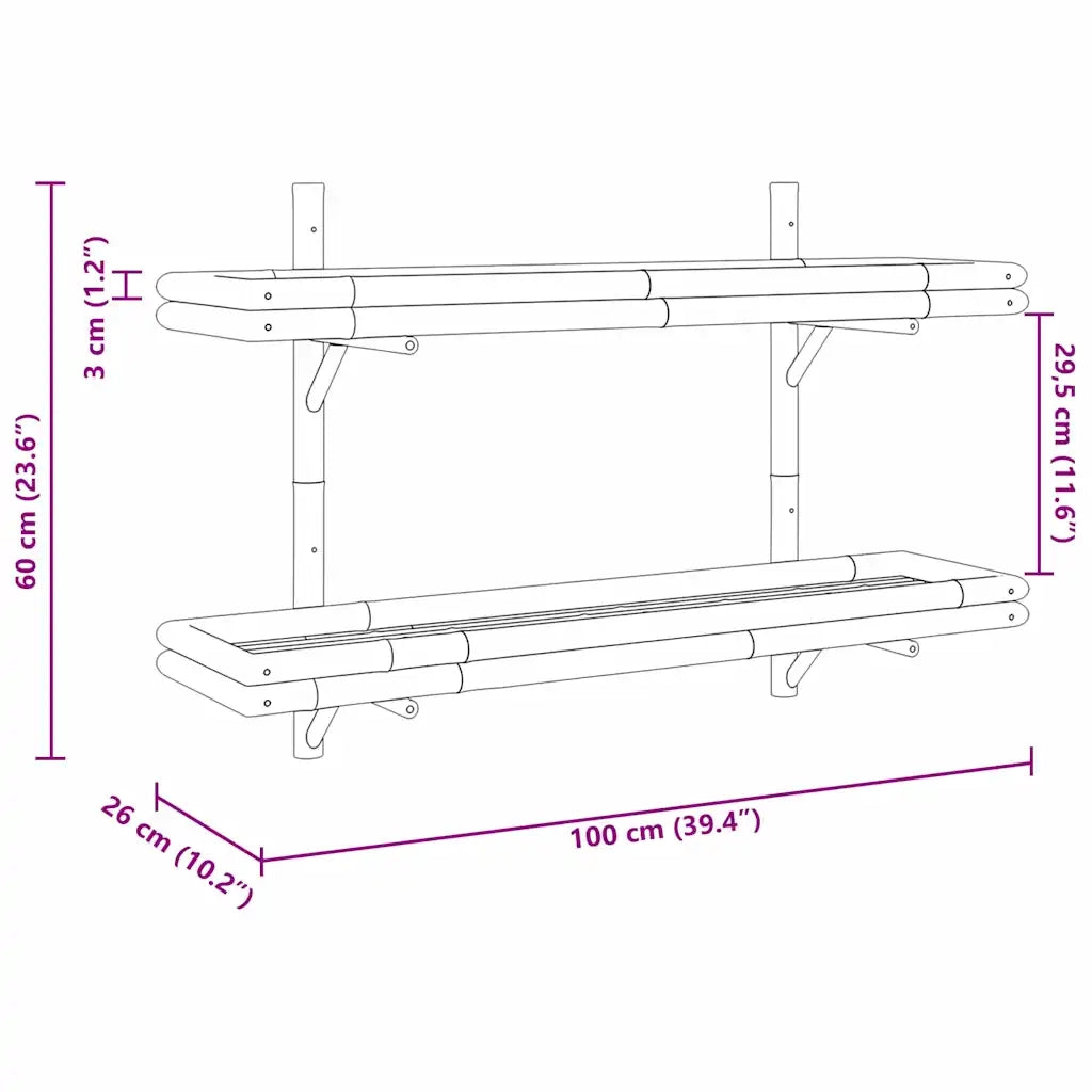 vidaXL Ripiano a Muro con lo scaffale Marrone 100 x 26 x 60 cm Bambù