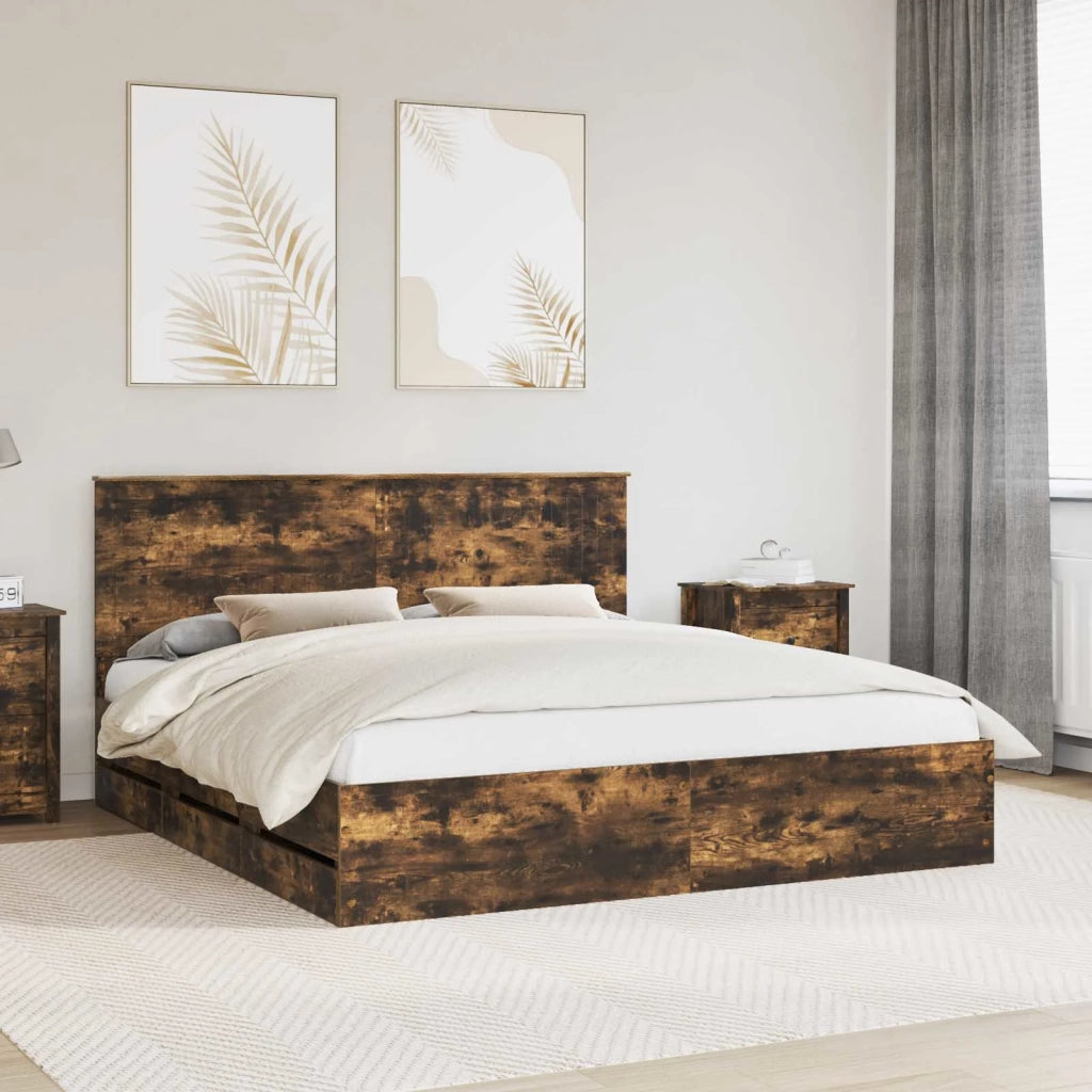 Struttura del letto con cassetto Rovere fumé 180 x 200 cm