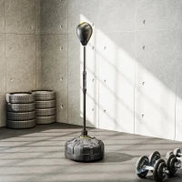 Punching Ball da Terra con Base Riempibile e Ventose, Altezza Regolabile da 145-180 cm, Nero