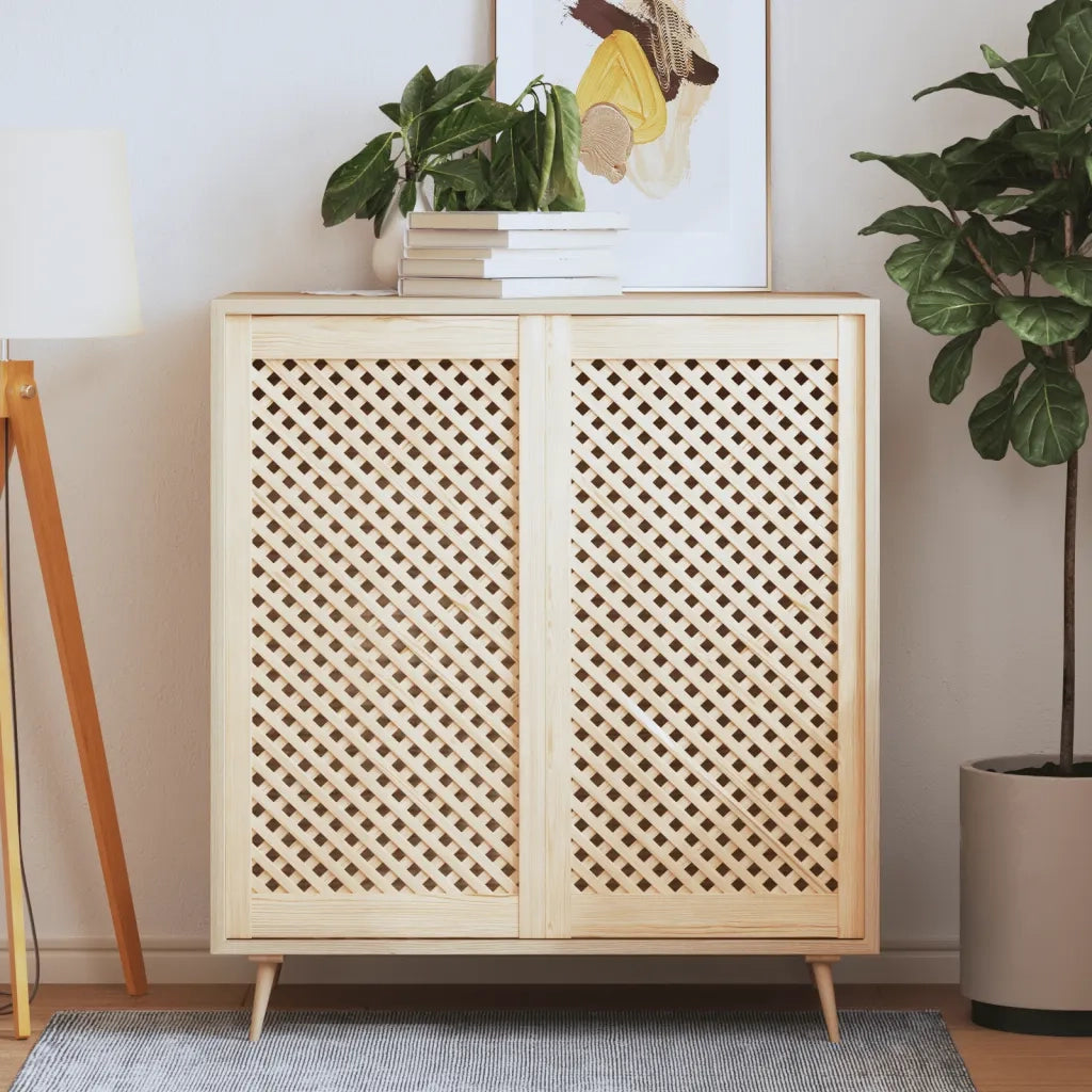 Ante con Design a Reticolo 2 pz 49,5x99 cm in Legno di Pino CFW7147374
