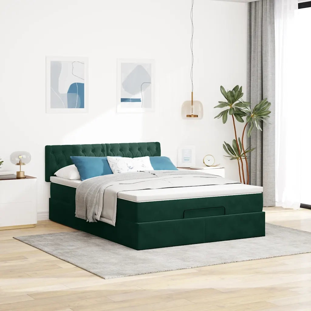 Struttura Letto Pouf con Materasso 140x200 cm in Velluto
