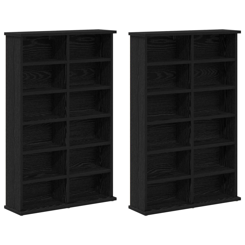 Mobile per CD 2 pz Rovere Nero 60 x 17 x 92 cm 8012733