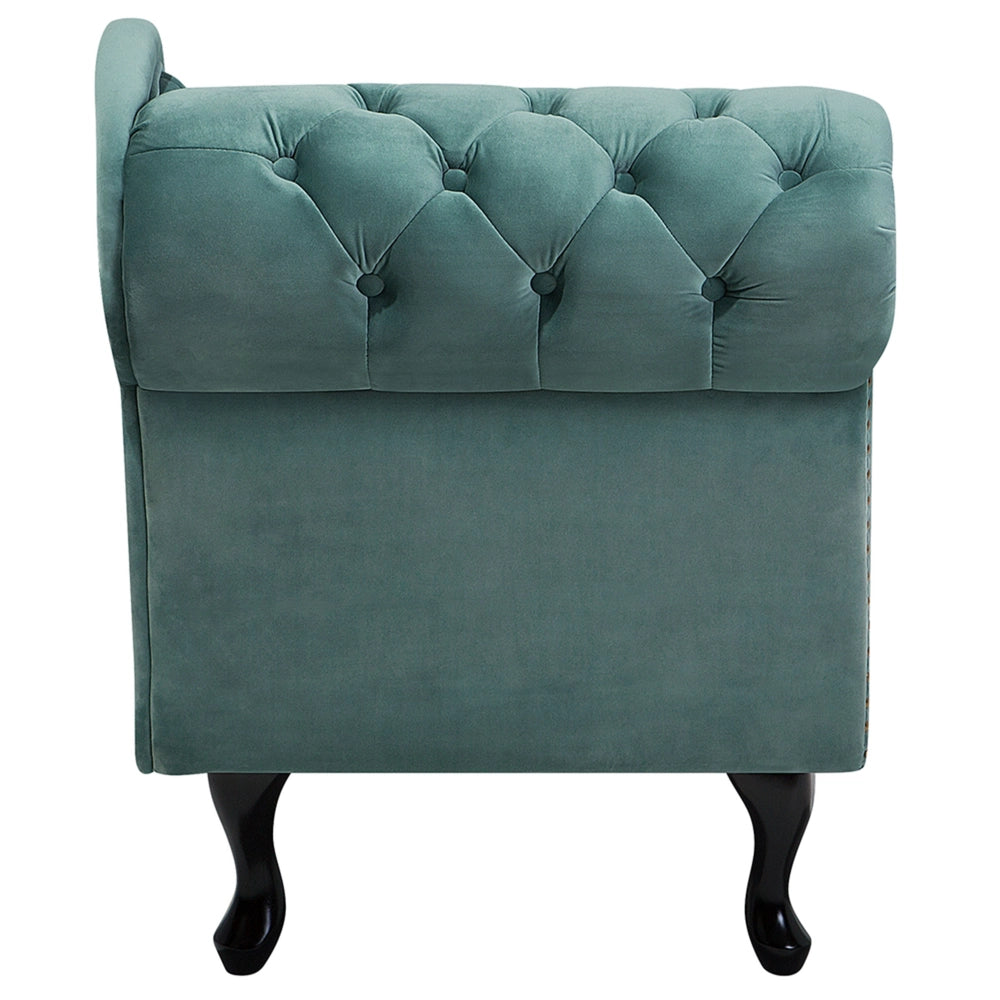 Chaise longue Verde Menta Velluto versione sinistra Abbottonato