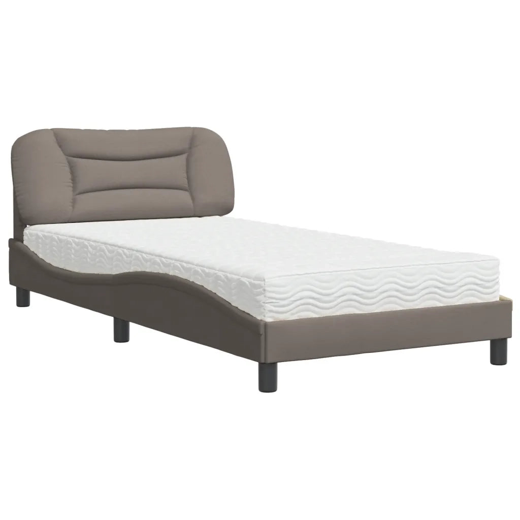 Letto con Materasso Hvar Tortora 100x200 cm in Tessuto 3208517