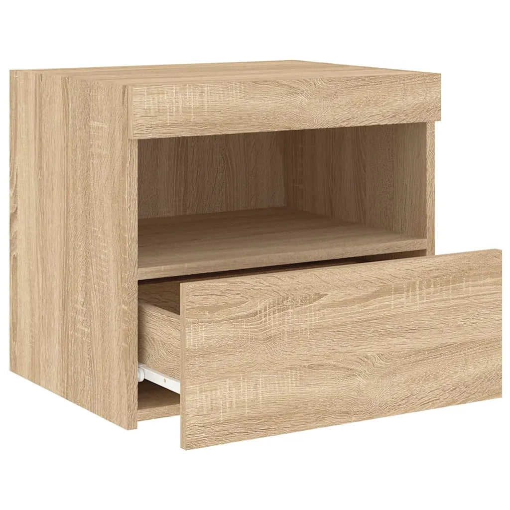 Comodino con Luci LED Rovere Sonoma 50x40x45 cm 836767