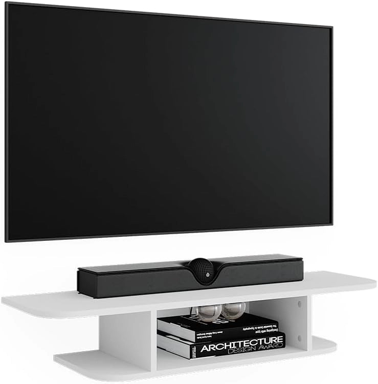 Mobile tv Lorio, Bianco, 105 x 18.2 cm Scomparti aperti, per la conservazione di dispositivi multimediali e accessori