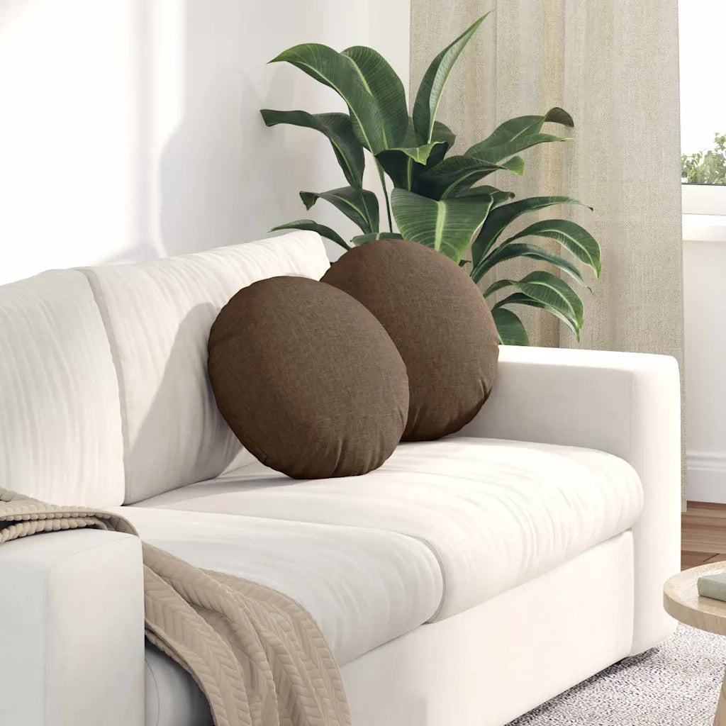 Cuscini per Seduta 2 pcs Marrone Ø40 x 13 cm Tessuto