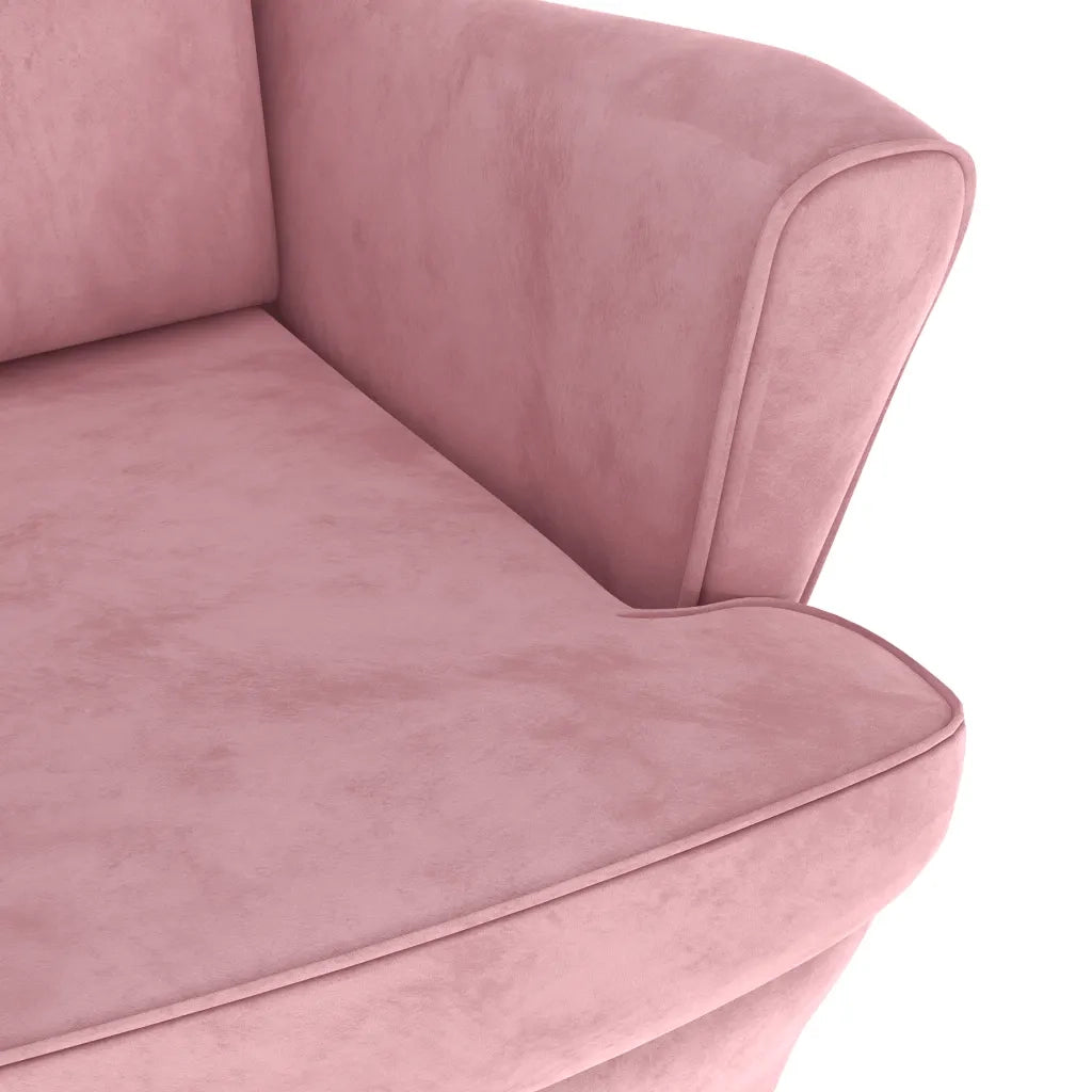 Poltrona | Sedia Relax con Schienale ad Ala con Poggiapiedi Rosa in Velluto