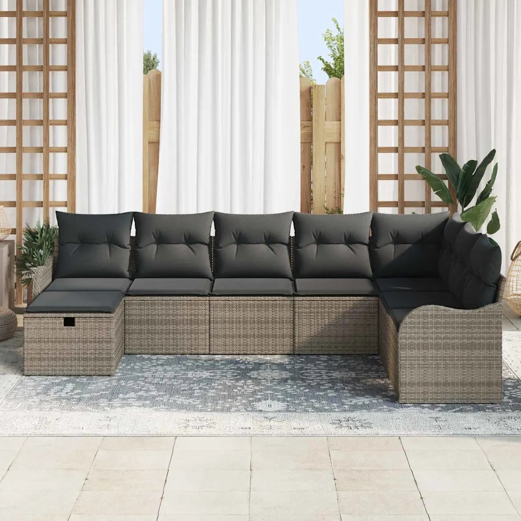 Set Divano da Giardino con cuscino 8 pcs Grigio polyrattan