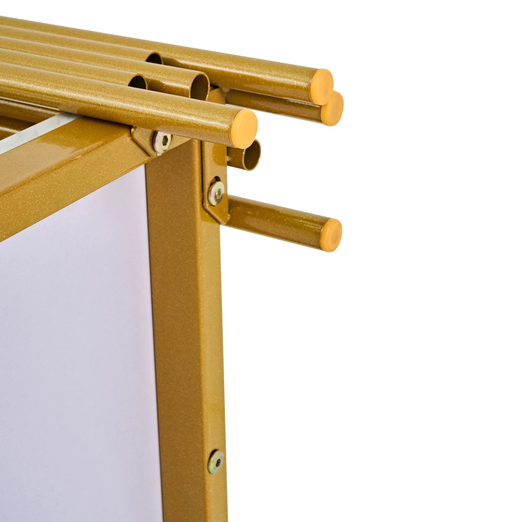 Tavolino con 2 ripiani in MDF effetto marmo e metallo; bianco e oro