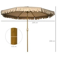 Ombrellone da Giardino Inclinabile a 8 Stecche con Manovella e Prese d'Aria, 2.7x2.4 m, Cachi