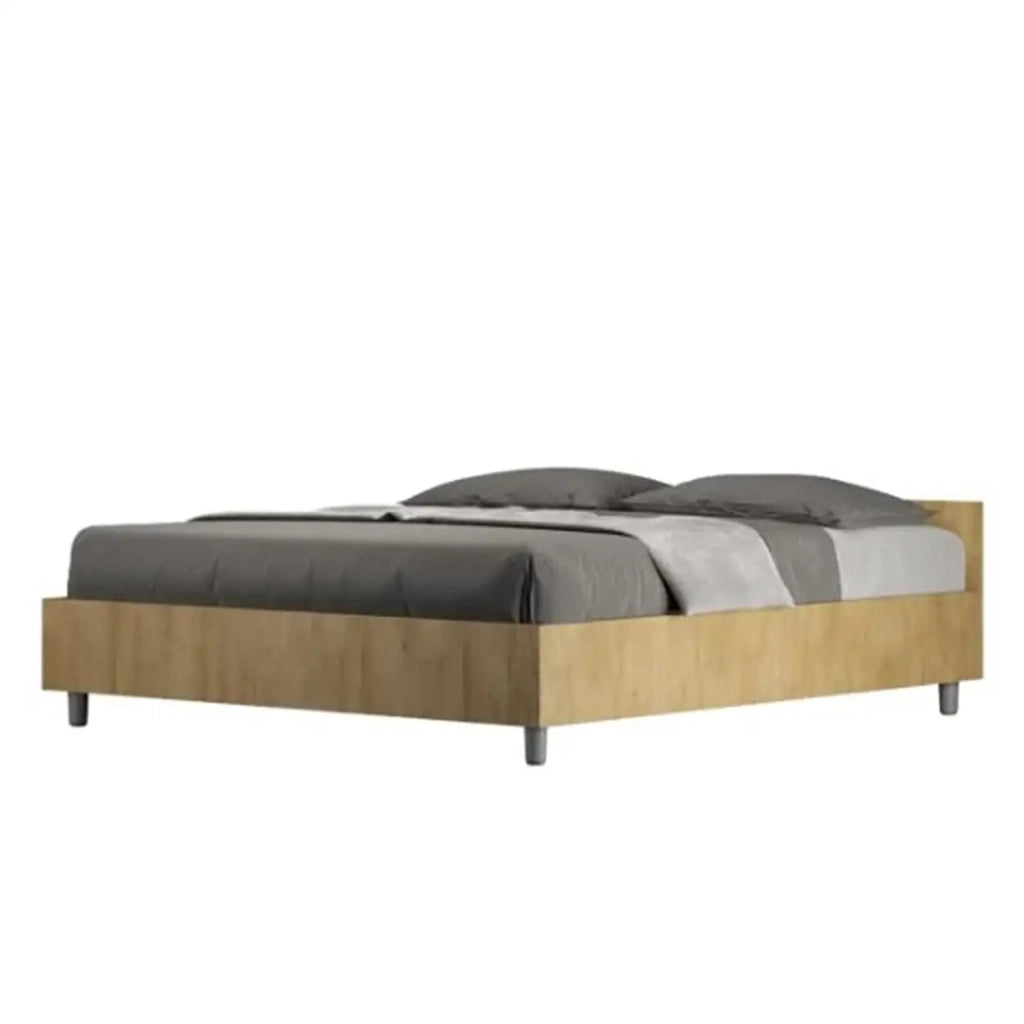Letto matrimoniale con rete 160x200 quercia Nuamo