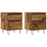 Set di 2 Comodini | Armadio da Notte | Mobiletto da notte Legno Antico 40x35x50 cm in Legno Multistrato