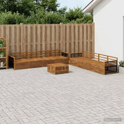 Set di divani da esterno 9 pz Naturale Legno di Acacia Massello 3383172