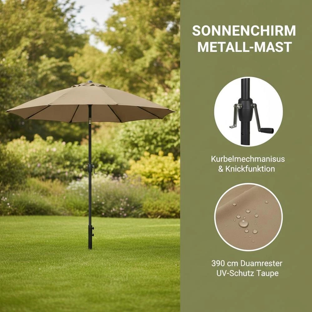 Parasol With Metal Pole 390 Cm Taupe