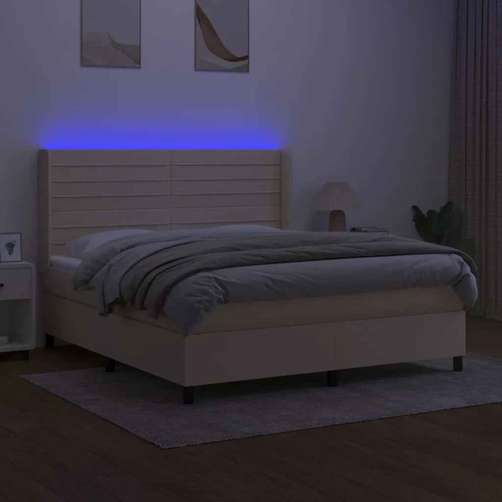 Letto a Molle con Materasso e LED Crema 180x200 cm in Tessutocod mxl 123260