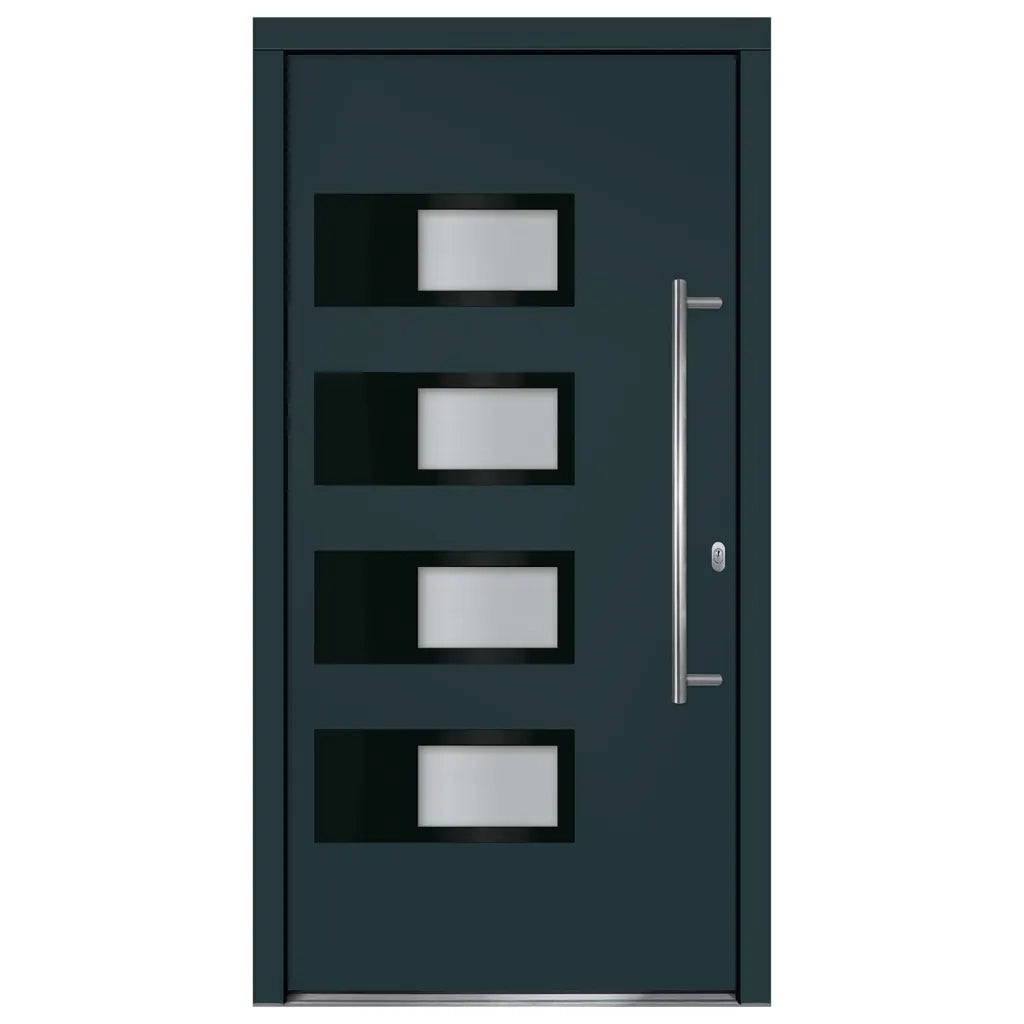 Porta Ingresso Antracite 100x200 cm in Alluminio e PVC 3157068