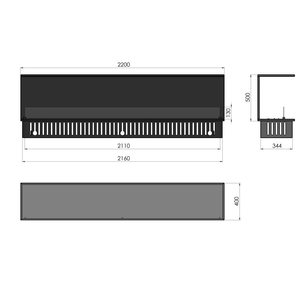 Caminetto a Vapore Acqueo da Incasso Inside C2200 con Fiamma Multicolore, Effetto 3D e Controllo App, Serbatoio 4.8l - 220cm