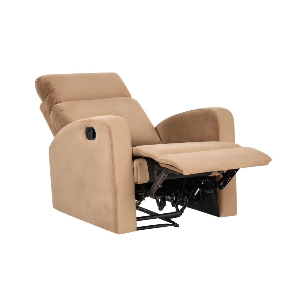 Poltrona reclinabile manualmente in velluto marrone chiaro design moderno glamour soggiorno