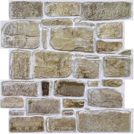 Pannelli per parete 3D in pvc autoadesivi con finitura in pietra naturale marrone, 10 pezzi 30 x 30 cm, decorazione per parete 3D autoadesiva con finitura in pietra, pannelli per parete autoadesivi 3D acqua resistente.