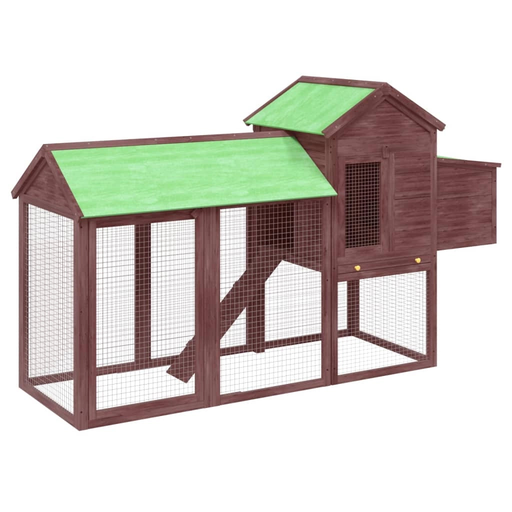 Pollaio/recinto/gabbia per galline colore moka 193 x 65 x 117 cm legno massello di pino marrone 02_0044020