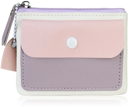 Portafoglio piccolo con cinturino lungo, pelle PU morbida, portafogli per donne con fermaglio a forma di cuore e chiusura a zip, bianco, 11*8,5*1