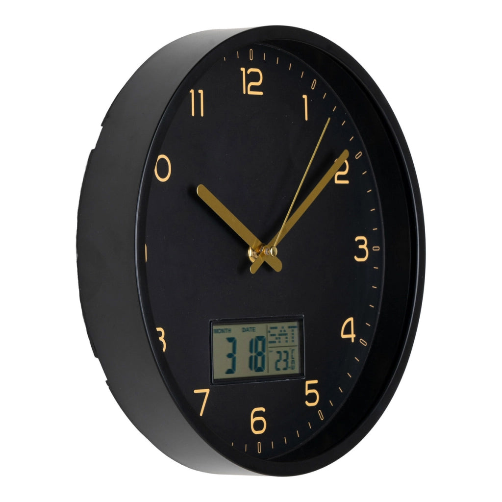 Orologio da parete Amiens nero con display digitale ø25 cm