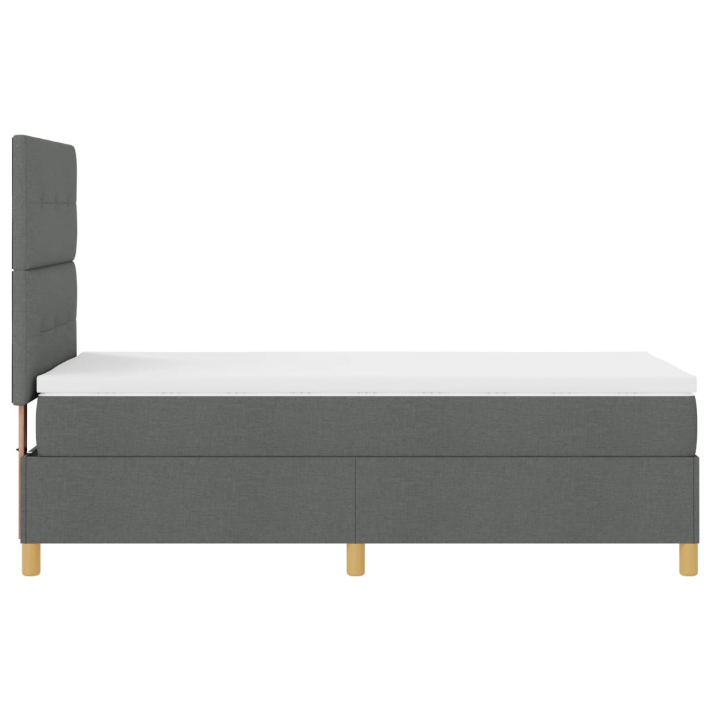 Letto Box Spring con Materasso e LED Grigio Scuro 80x200 cm Tessuto
