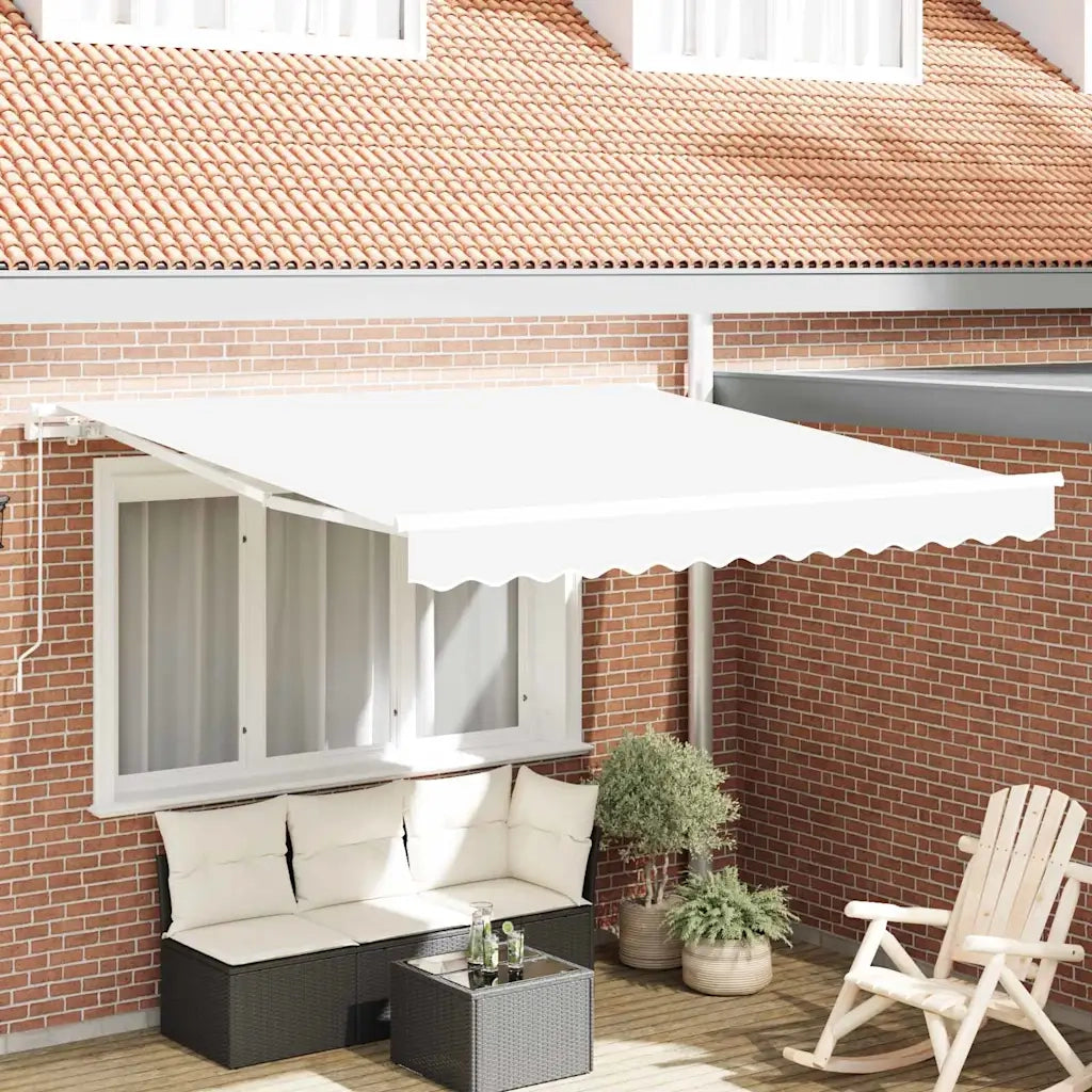 Tenda retrattile-Tenda parasole per balcone Bianco 350 x 250 cm Poliestere e Alluminio 815663