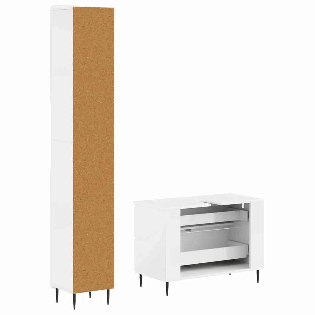Set di Armadi da Bagno da 2 Pezzi HAARLEM Bianco Lucido 3417535