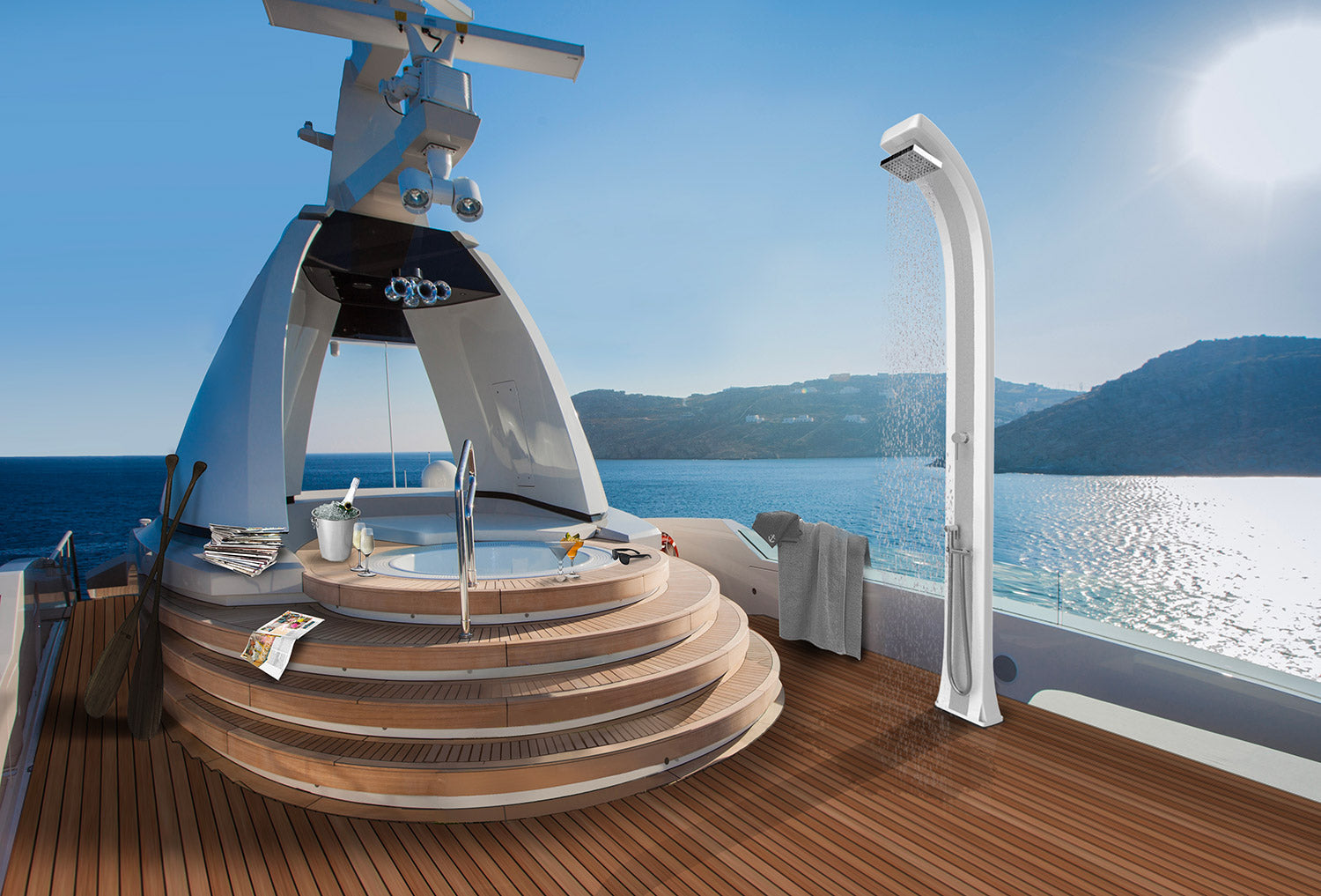 Doccia da Giardino Miscelatore e Doccetta Arkema Spring Plus Fascia Inox Dove Grey