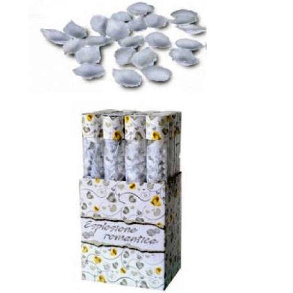 Trade Shop - 2 Tubi Sparacoriandoli Petali Rose Bianco 40 Cm Festa Promessa Matrimonio Sposi -