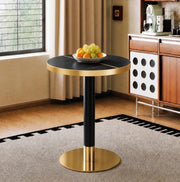 Tavolino rotondo 60 cm nero in MDF e metallo; base stabile