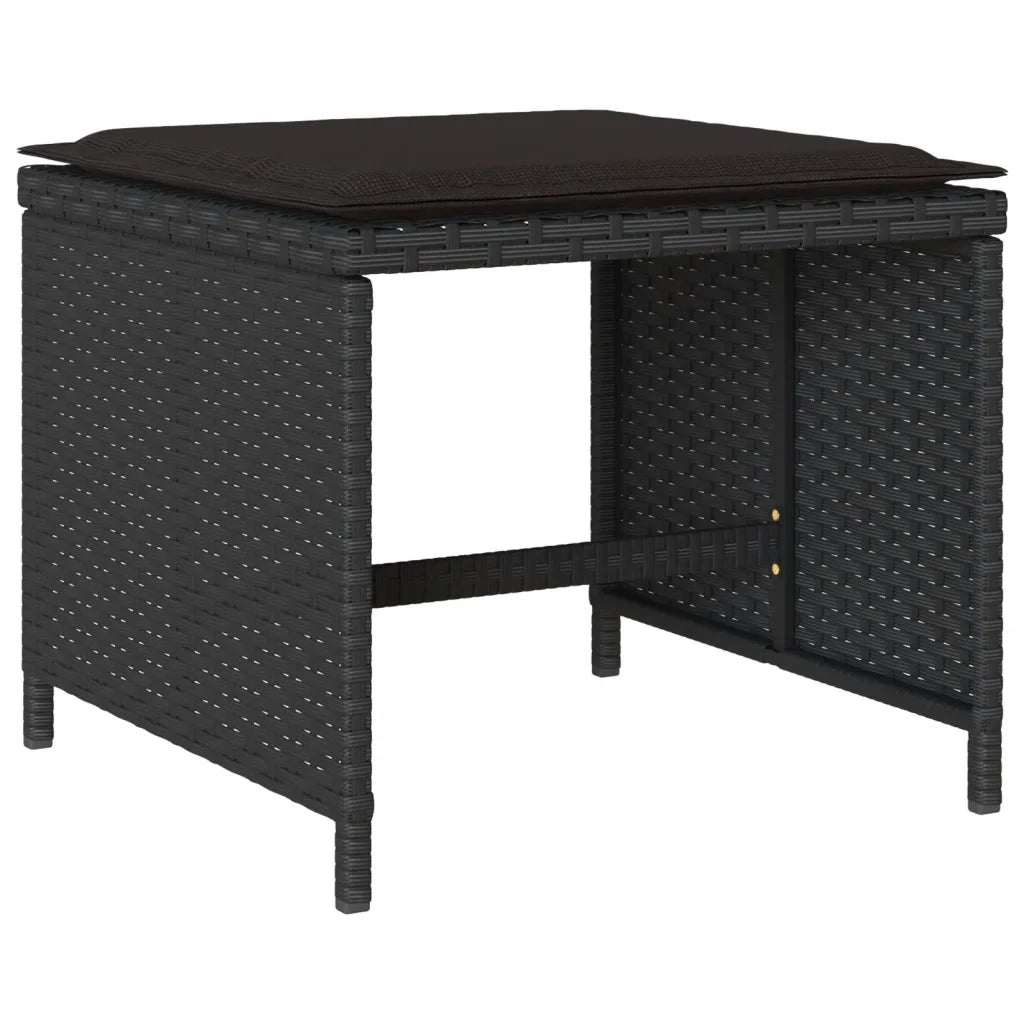 Set da Pranzo da Giardino 15 pz con Cuscini Nero in Polyrattan 3277758