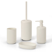 Set accessori bagno completo di 4 pz bianco crema cannettato Arizona