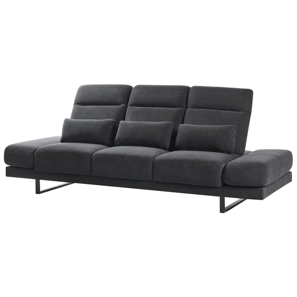 Divano moderno a 3 posti con Rivestimento in poliestere e Gambe in acciaio Nero soggiorno elegante