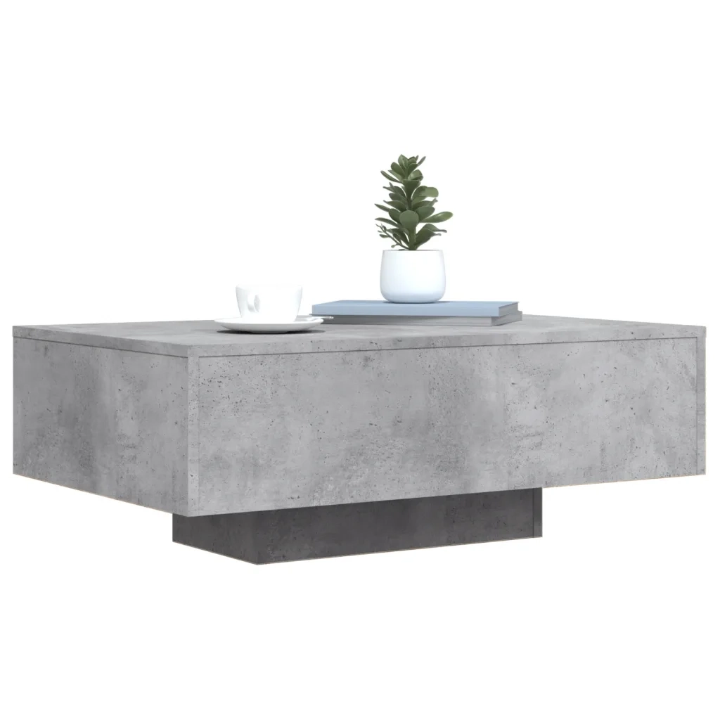 Tavolino da Soggiorno con Luci LED Grigio Cemento 85x55x31 cm 836612