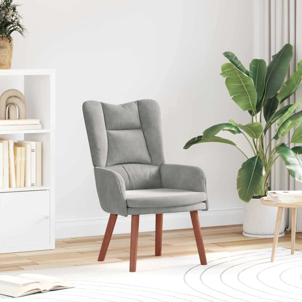Poltrona | Sedia Relax Grigio chiaro 63 x 67 x 94 cm Velluto
