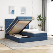 Struttura Letto Pouf con Materassi Blu 180x200cm in Tessuto