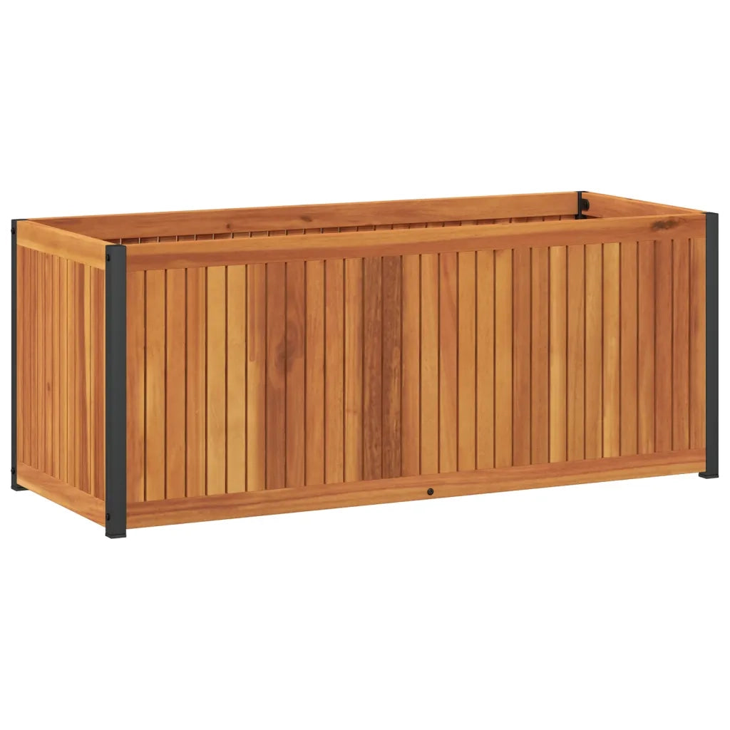 Fioriera | Cassetta per fiori | Vaso da Giardino 110x45x44 cm in Legno Acacia e Acciaio