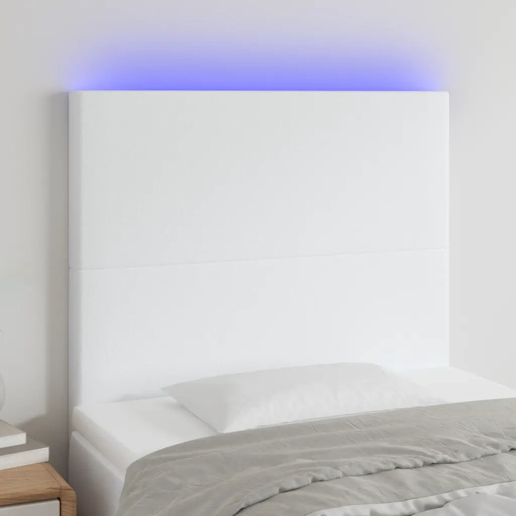 Testiera | Testata a LED Bianco 90x5x118/128 cm in Similpelle