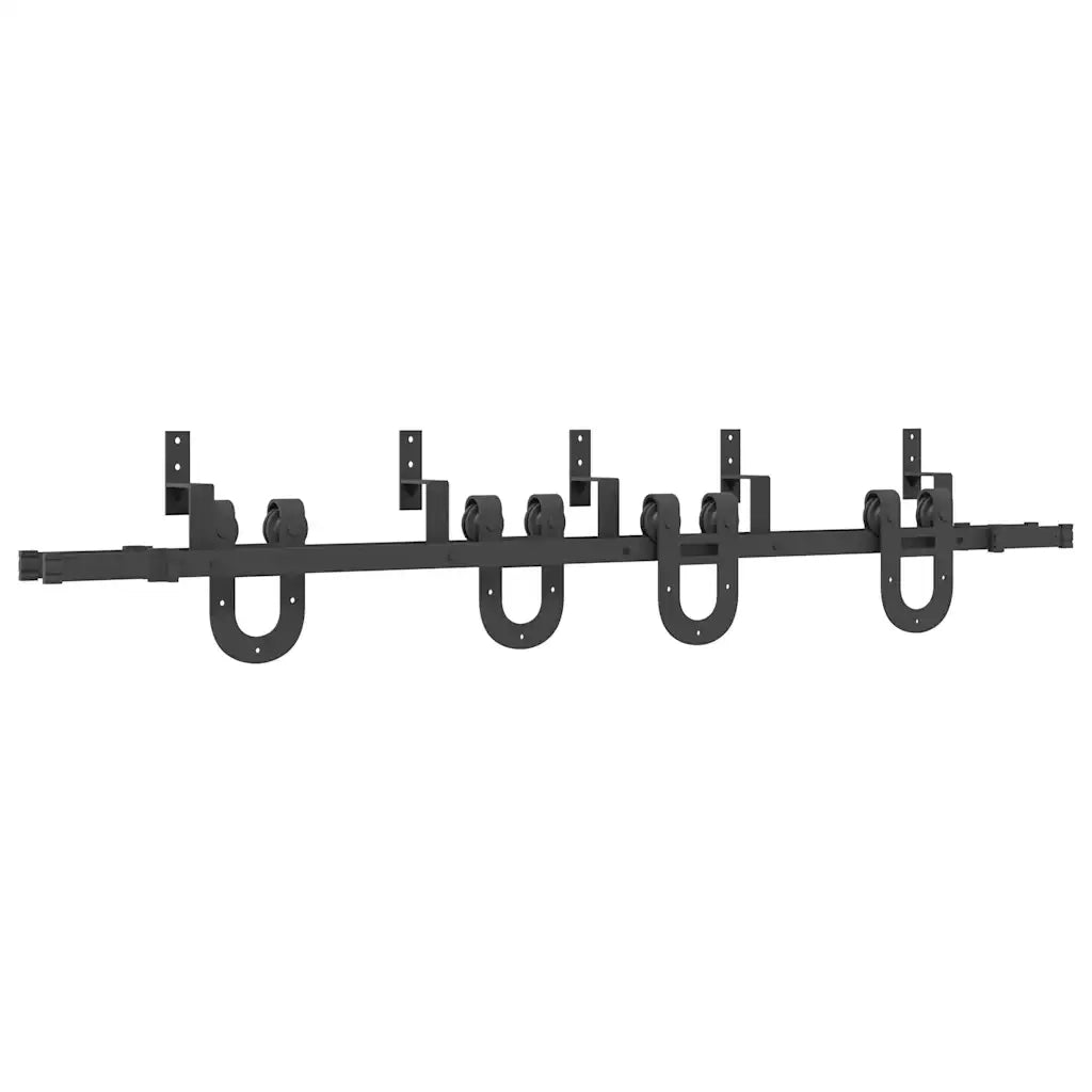 Kit di Binari per Porte Scorrevoli 200 cm Acciaio Nero 3295734
