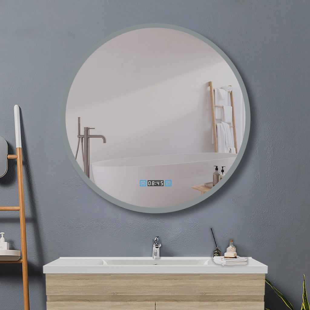 AICA IT Specchio Da Bagno Rotondo Da 80cm con LED, Antiappannamento, 3 Temperature Colore