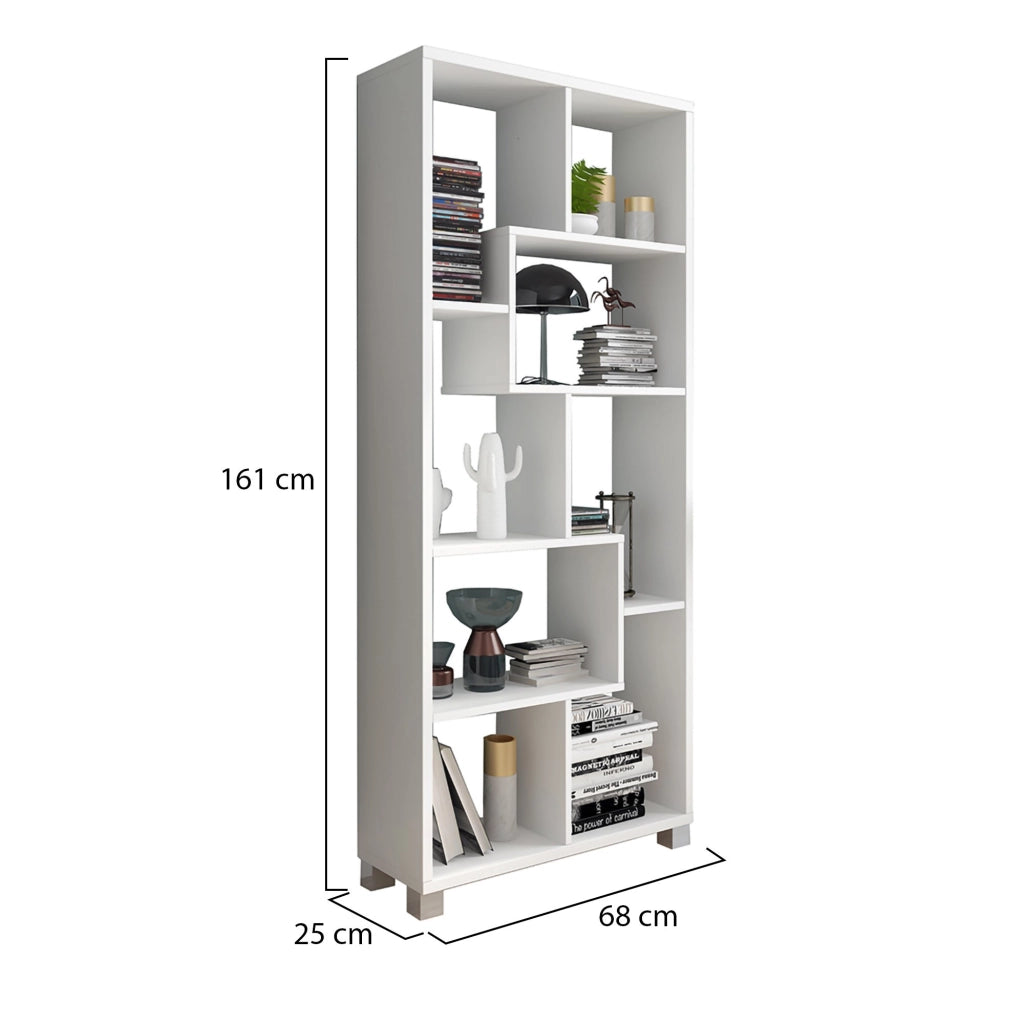 Biblioteca Veniano, Libreria 8 Ripiani, 68x25x161h cm Bianco