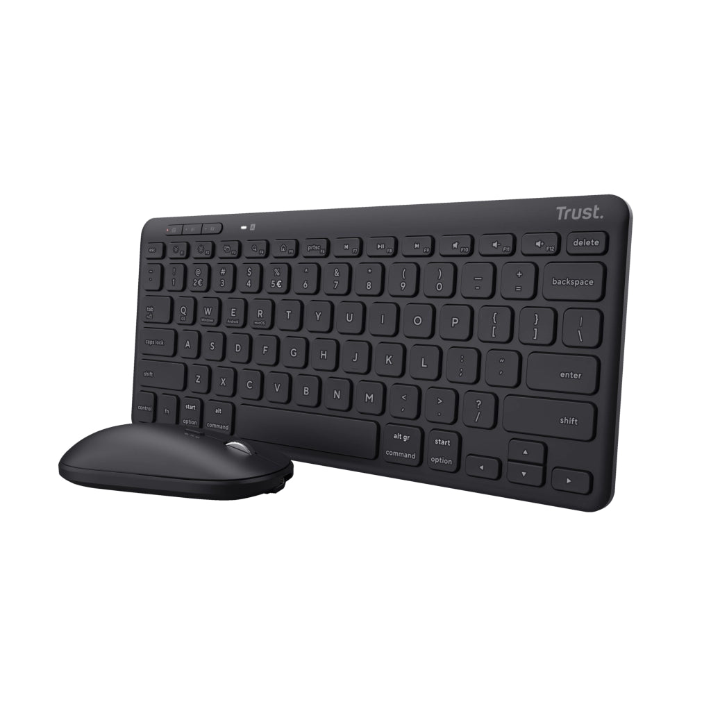 Trust lyra tastiera mouse incluso ufficio rf senza fili + bluetooth qwerty italiano nero - 24844