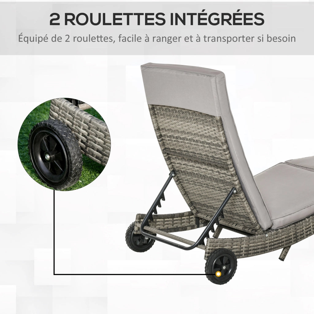 Lettino da giardino reclinabile ¨C zephmum ¨C grigio con cuscino