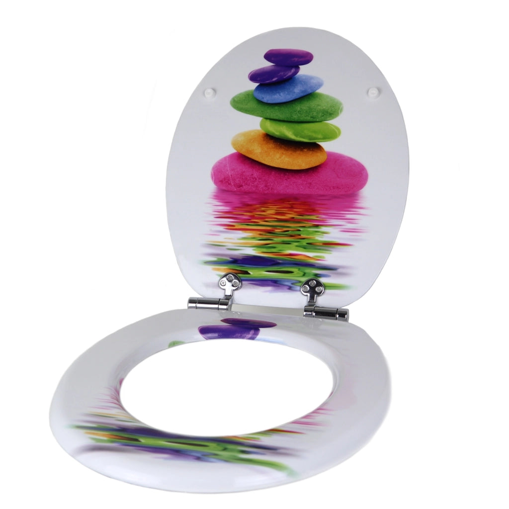 Sedile wc copri vater universale frizionato fantasia in mdf chiusura rallentata *** fantasia colors stone, confezione 1